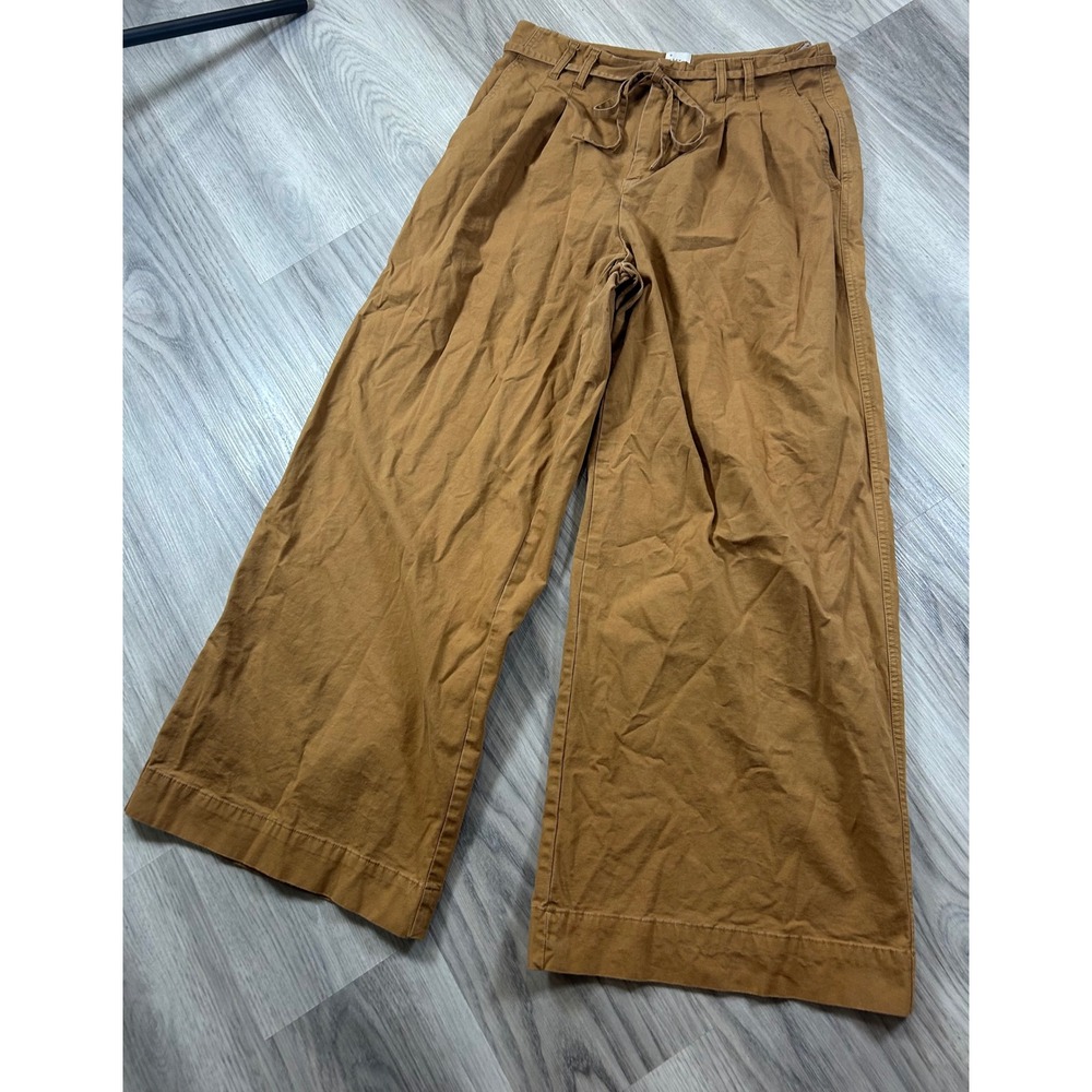 A New Day Earthly Wide Leg Pleated Tie‎ Waist Trousers Camel Brown Size 10 boho